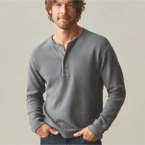 American Giant French Rib Long Sleeve Henley Shirt Small New Gray USA